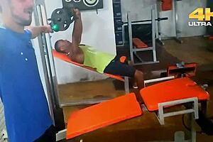 Brazilian milf fucks gym guys' cocks