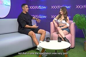 Hot interview ends in wild threesome latina milf subdued by maxx betancur and mercilessly kissed by the presenter 🔥