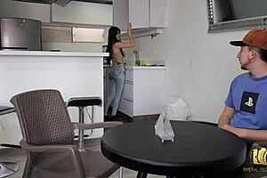 Laura fucks the owner of her house to avoid paying him the rent.