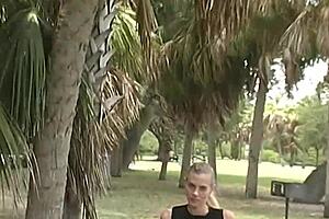 Blonde milf mindy flashes small tits outdoors publicly