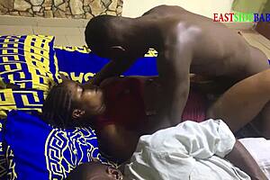 Threesome fucked on family bed with husband and brother