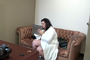 mia marks in casting interview, showing tits