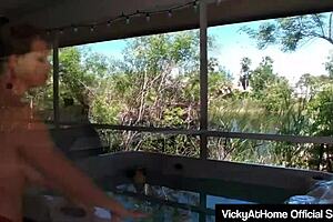 Blonde Vicky Vette strips hotly before toy fucking her wet pussy to orgasm.