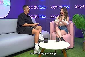 Hot interview ends in wild threesome latina milf subdued by maxx betancur and mercilessly kissed by the presenter 🔥