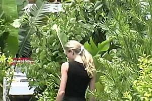 Blonde milf mindy flashes small tits outdoors publicly