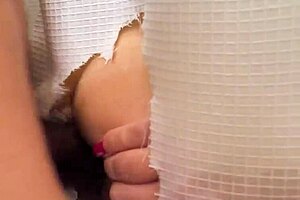 Stepmom accidentally anal fucked by stepson through shower hole!