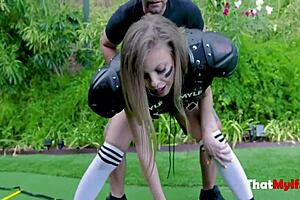 rugby milf britney amber rides cock outdoors