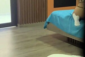 Perverted stepdad discovers stepdaughter masturbating ass after class.