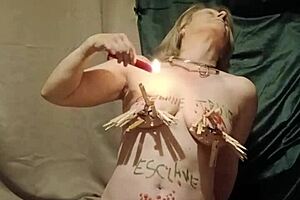 milf does solo bondage session with humiliation