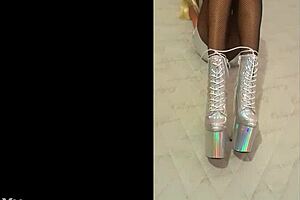 I love her in silver and fishnet pantyhose