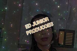 Enjoying a delicious meal with a Brazilian nyotamori in red and sheer.