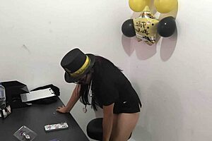 Hey, why's the new executive moaning like a whore testing that anal plug her boyfriend gave her?