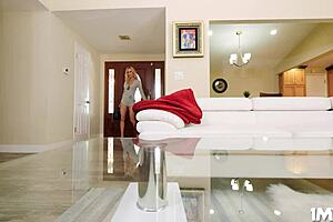 Milf sarah jessie relaxes on her couch