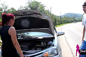 Fucking with the excited cock on the road - Rikardo Fantasma - Mary Redqueen - ass on the road