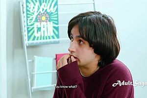 teacher gasps at stepmom jerking off her son in class - lauren phillips, annie king, elias cash