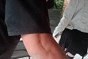 shy stepsister lost her virginity to stepbrother while his friend masturbates outside in the garden