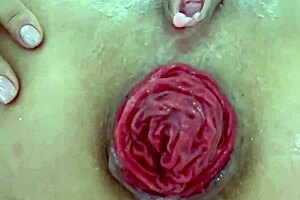 Watch the destroyed anal prolapse up close in this extreme play.