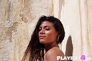 small tits milf model exposed sexy naked body after hot striptease session