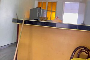 Watching stepmother clean the floor.