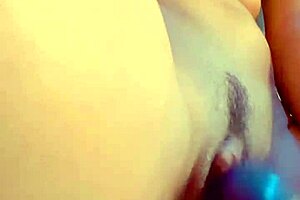 stroke your cock while i squirt on my shaved pussy