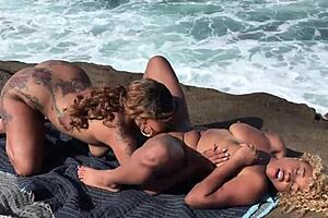Pornstars Nina Rivera And Porsha Carrera Have Intense Lesbian Sex On Beach