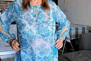 Busty Granny Seduces with Shaved Pussy!