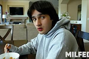 busty ebony stepmom pleasures me beside pa