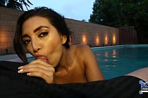i enjoyed frida sante's poolside handjob to orgasm in lingerie