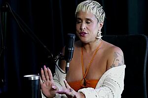 Just joana in sheer red lingerie