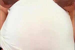 Pregnant arab beauty's milky boobs defy gravity