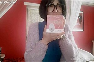 Nerd Chantal squirts with her new huge sex toy in first-time rough masturbation.