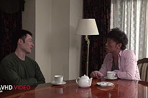 japanese milf gives blowjob before getting creampied hard