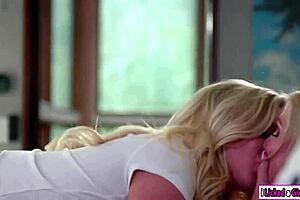 christie gets entertained by stepdaughter with kissing and fingering