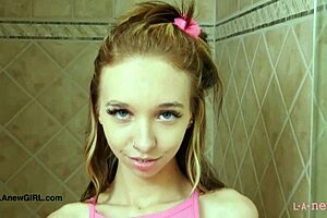 Shy Teen Blonde Takes Shower
