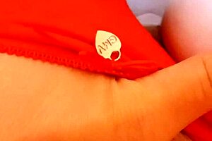 Gretala feels excited in her red slip on May 23 2024 as mature pornstar slut.