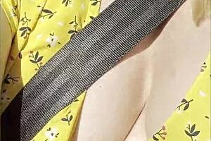 i flash my perfect tits driving in the car again