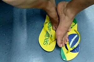 Candid Brazilian Girl Shoeplay Flip Flops