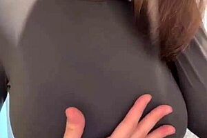 Stepmother massages natural tits, but brunette wife ends with anal sex and orgasm.