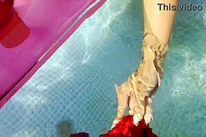 Slutty Milf Enjoys Deepthroat And Cum Covered Fun In Pool With Ass Worshiping And Ball Licking.