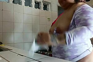 I hide camera to record stepson fucking me in kitchen