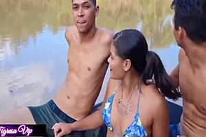 vip tigress takes two huge cocks in her ass with sister-in-law mia bucetinha