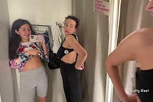 WOW, TWO HORNY BITCHES in PUBLIC LOCKER ROOM!