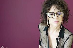 Brunette Milf With Glasses Shares Sexy Solo Softcore Story In Curly Hair