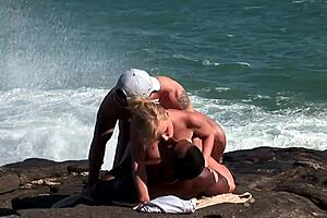 Blonde sexy mom Tarra White loves sex by the beach, riding and fingering in lingerie on the bed! 🌊