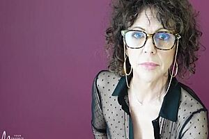 Brunette Milf With Glasses Shares Sexy Solo Softcore Story In Curly Hair