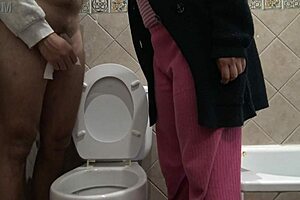 Horny stepmother contrasts taboo thrill by watching 18 year old stepson piss openly in front of her with big cock voyeur action