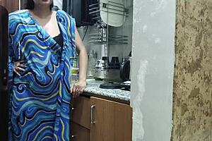 Indian Stepmom Watches Stepson in Kitchen Then Joins for Deepthroat and Creampie Fuck!