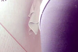 step aunt Amira shows awful cellulite big ass while peeing and farting on toilet in lingerie