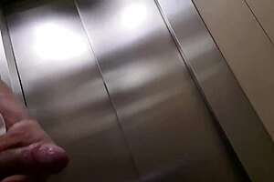 my stepmom's adventure in the elevator: big tits european milf gets facial cumshot from young brunette in public pov with swallowing action!