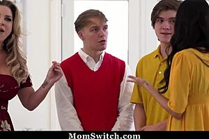 milf step moms get fucked by each others sons in wild swap orgy